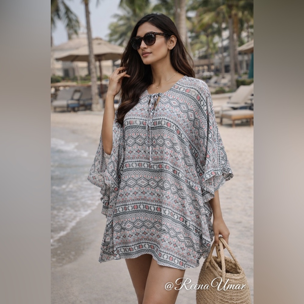 Boho Chic Geometric Beach Cover-Up Tunic – Bali Made